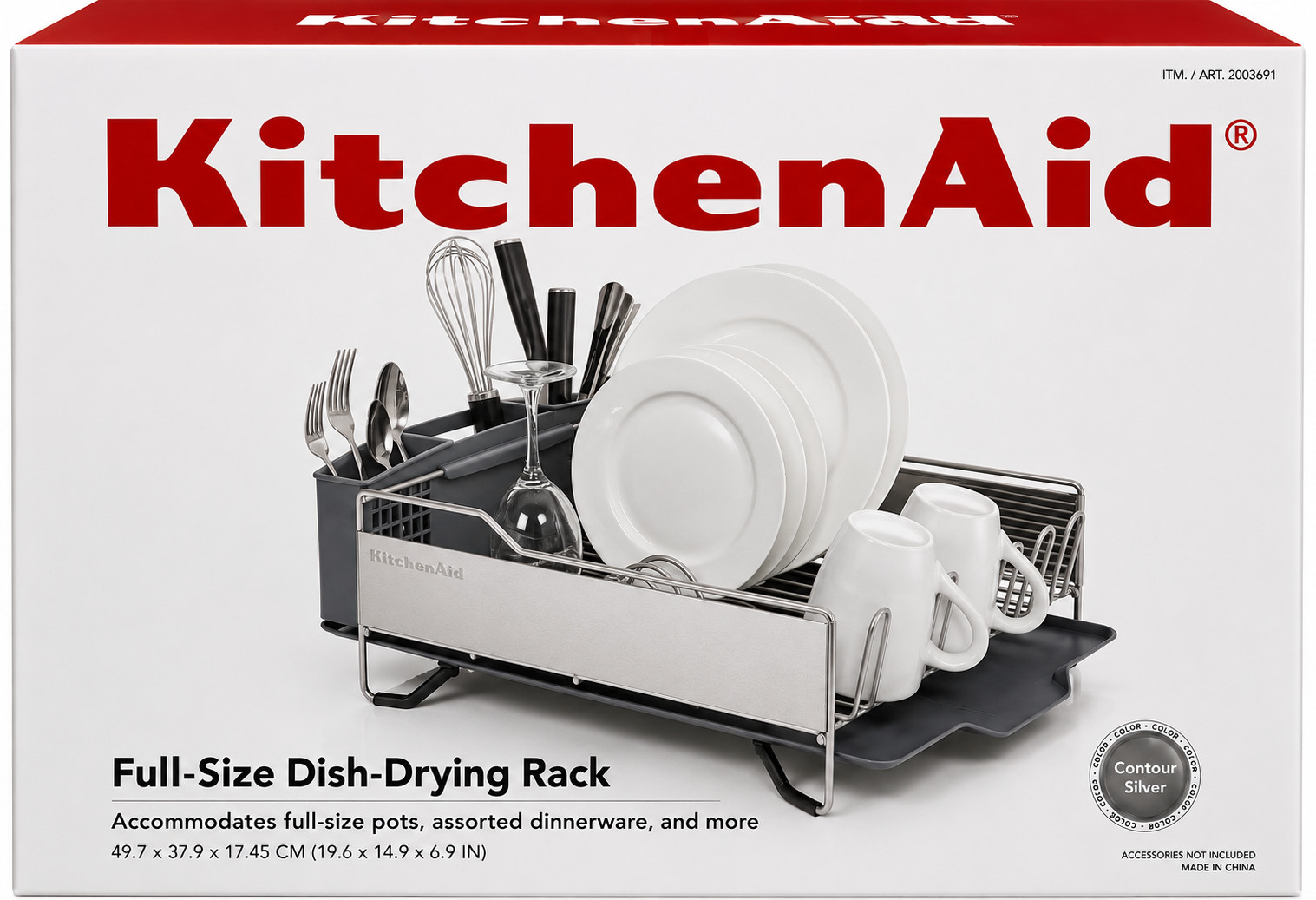 KitchenAid Full Size Stainless Steel Dish Rack with Removable Flatware Caddy gallery