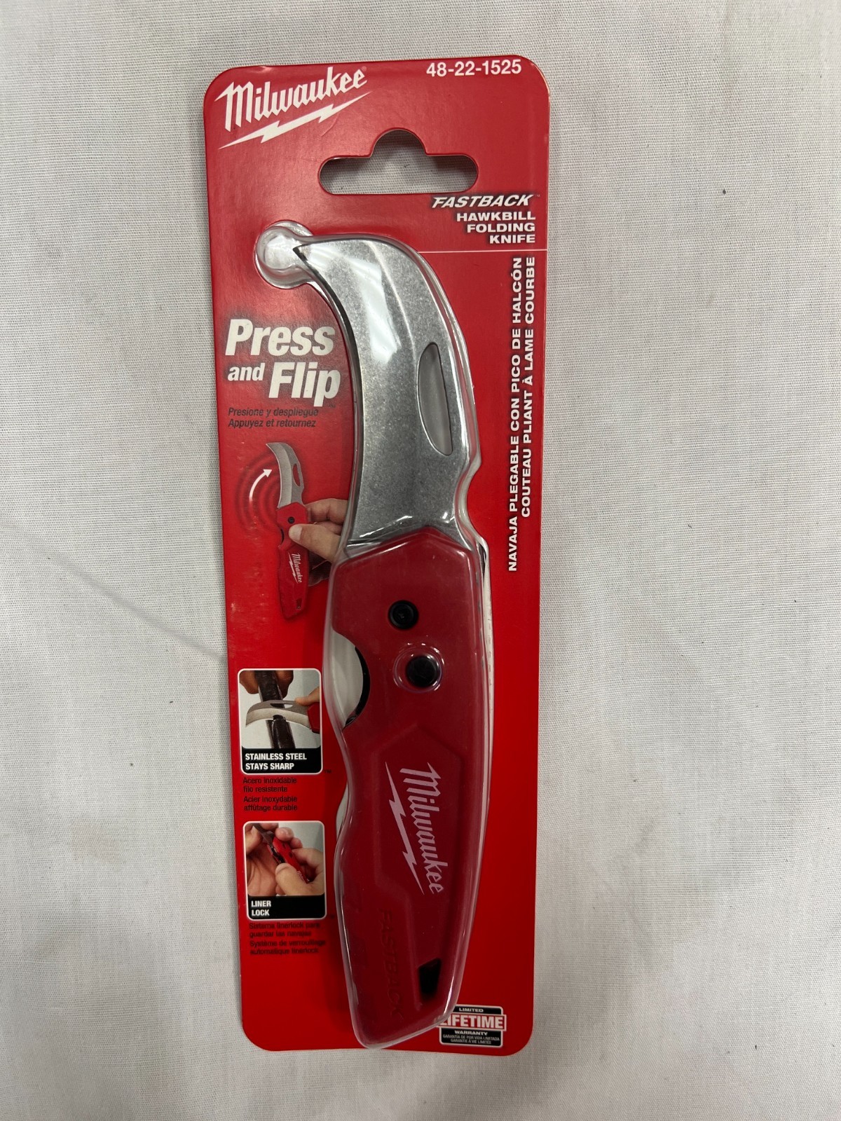 Milwaukee 48-22-1525 Fastback Hawkbill Folding Knife - Red gallery