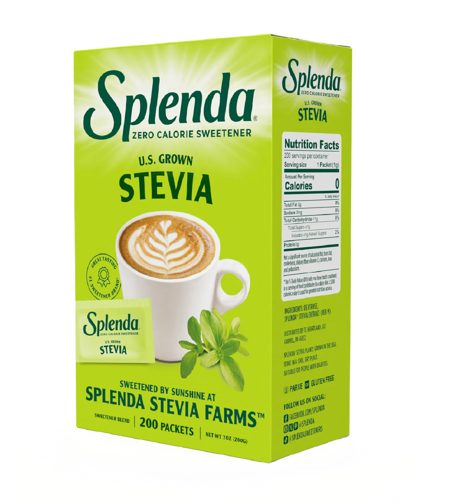 SPLENDA Stevia Zero Calorie Sweetener, Sugar Substitute Packets, 200 Count gallery