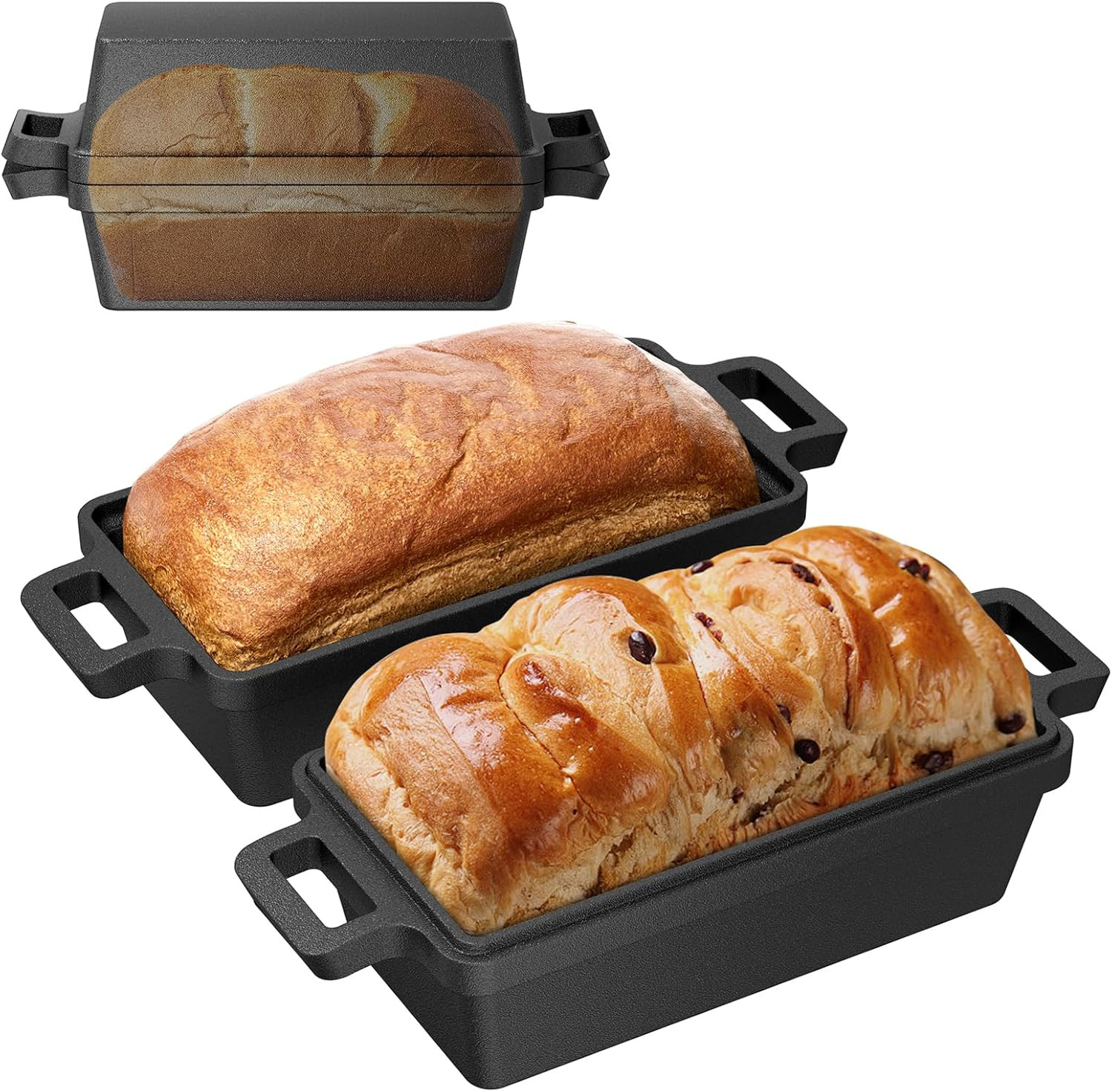 9×5 Inch Cast Iron Loaf Pan with Lid, bread pans for baking, 2 Piece Set | Even gallery