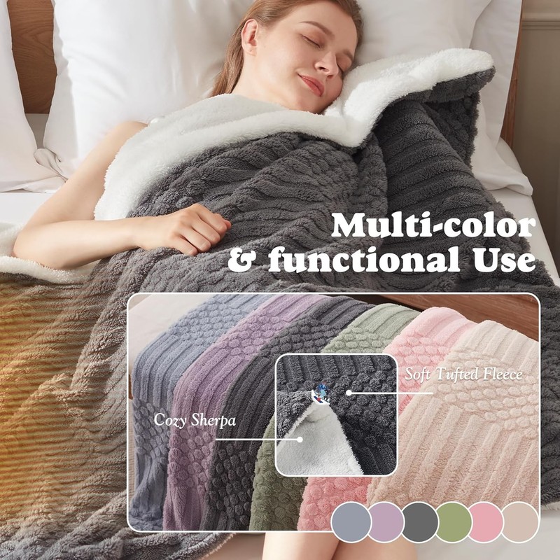 Tufted Heated Blanket Throw Size- Fast Warming with 6 Heat Settings & 4 Hours... gallery