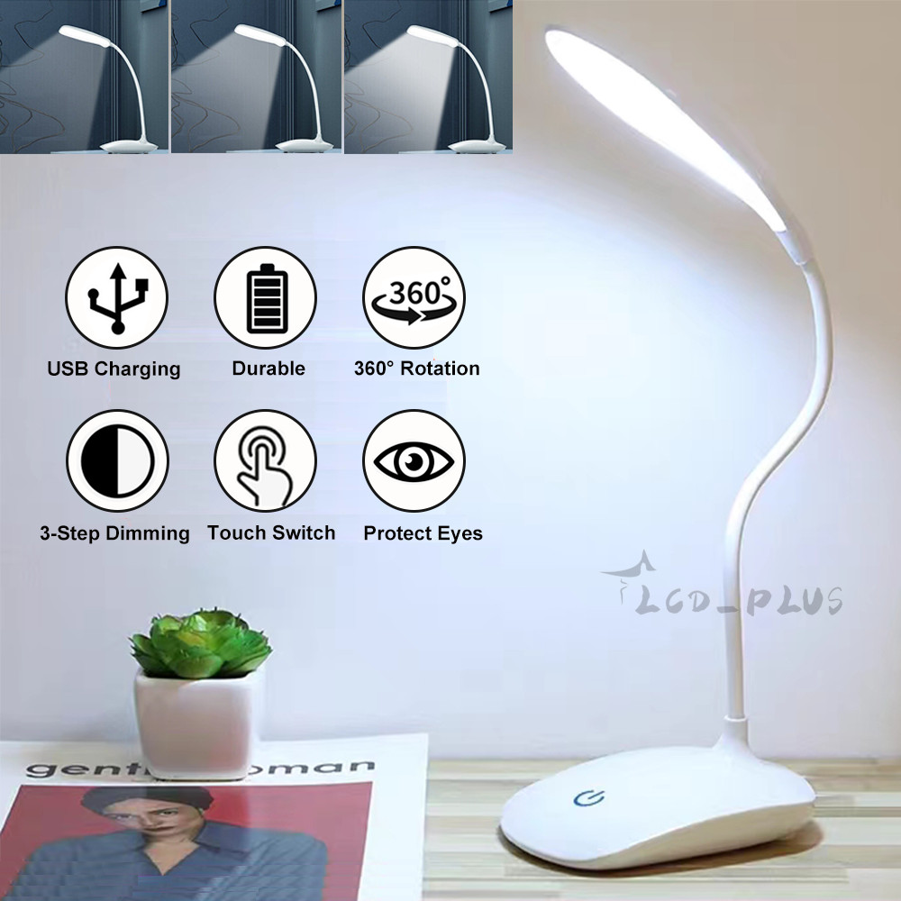 LED Desk Light Dimmable Bedside Reading Night Lamp USB Rechargeable Touch Sensor gallery