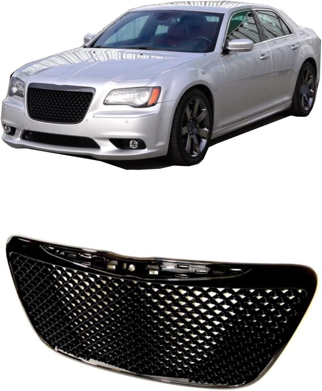 Front Grille Compatible with Chrysler 300C/300 2011-2014 Gloss Black Mesh Gri... gallery