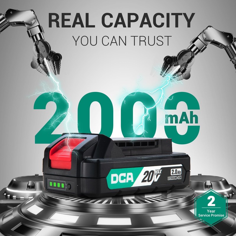 DCA Cordless Drill Set, 354 in-lbs Torque, 3/8" Keyless Chuck, Electric Green gallery
