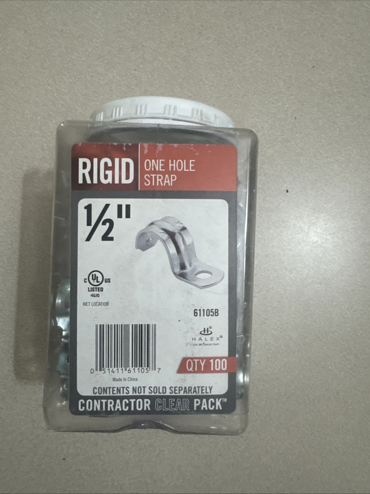 Halex 61105B Rigid One Hole Strap, 1/2In, Zinc Electro Plated (100-Pack) gallery
