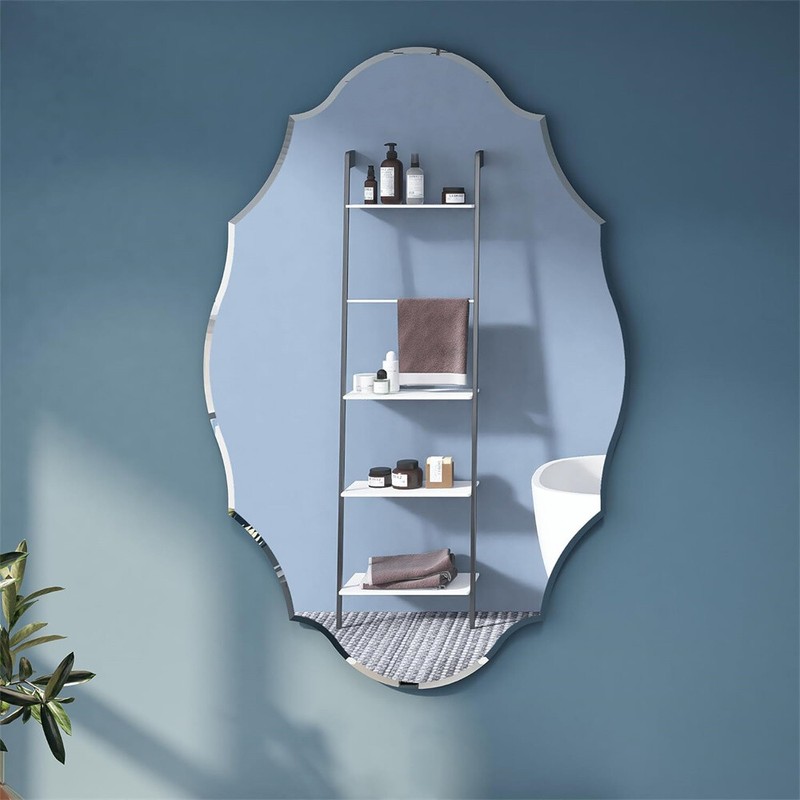 Irregular Decor Wall Mirror Wavy Beveled Bathroom Mirrors Silver Accent Mirrors gallery