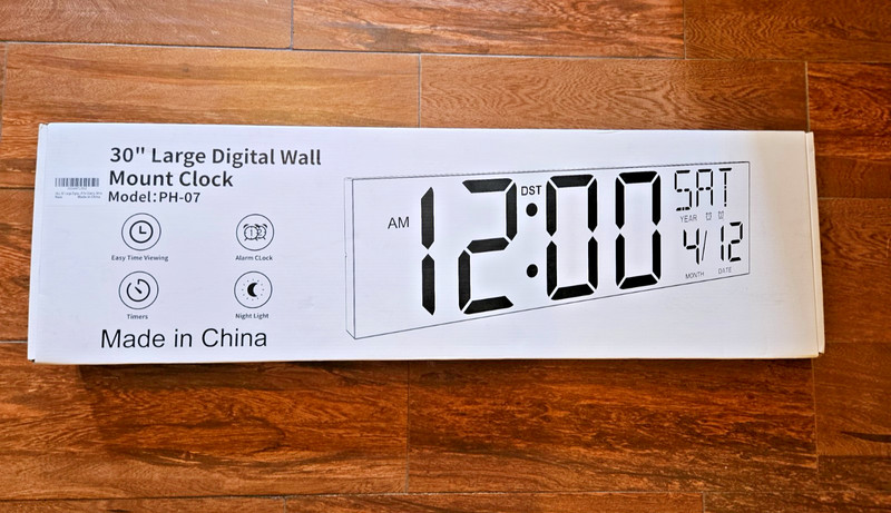 30" Extra Large LED Digital Wall Clock Remote Auto DST Home Office Gym gallery