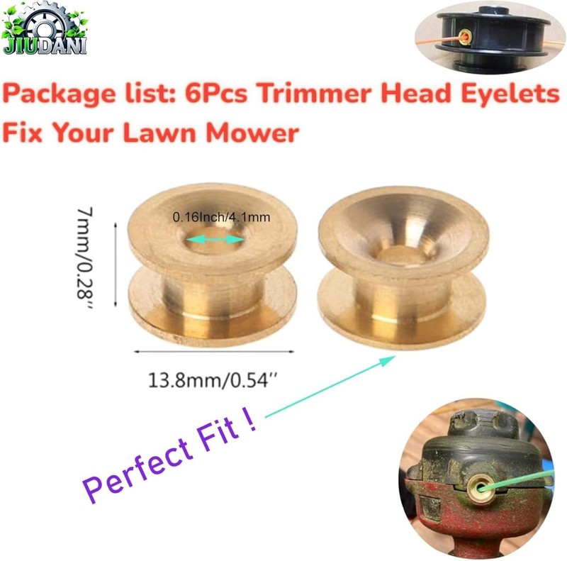 6 Durable Metal Eyelets for Universal Trimmer Heads - Perfect Garden Companion gallery