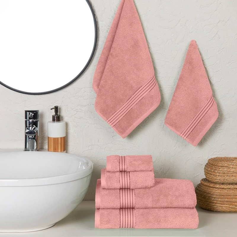 Solid Print 100% Turkish Cotton Towels & Washcloths Dusty Rose 6 Count gallery