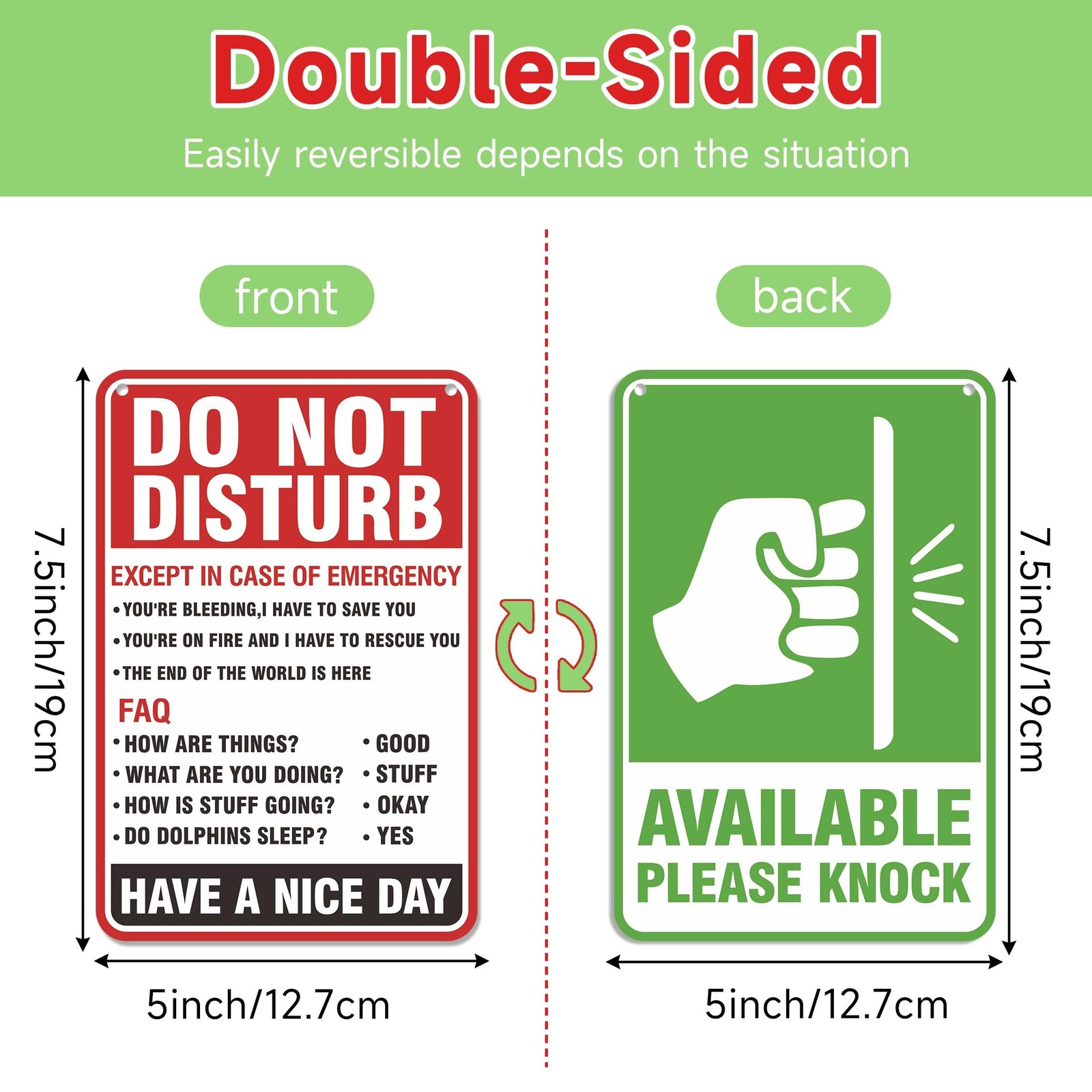 Do Not Disturb Door Hanger Sign, Available Please Knock Sign, Double-Sided PV... gallery
