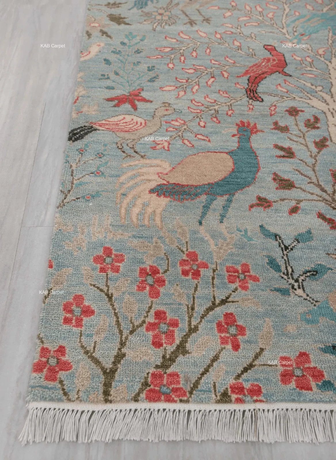 Wool Hand Knotted Runner Rug Bird Floral Vintage Hallway Carpet Custom gallery