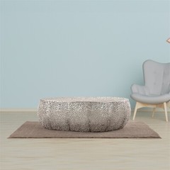 Pemberly Row Oval Shape Coffee Table Made with Aluminum in Silver Color