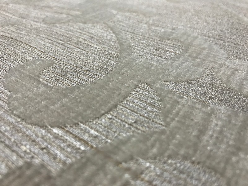 Embossed Flocking Wallpaper Ivory Flock Textured Flocked Damask Velvet rolls 3D gallery