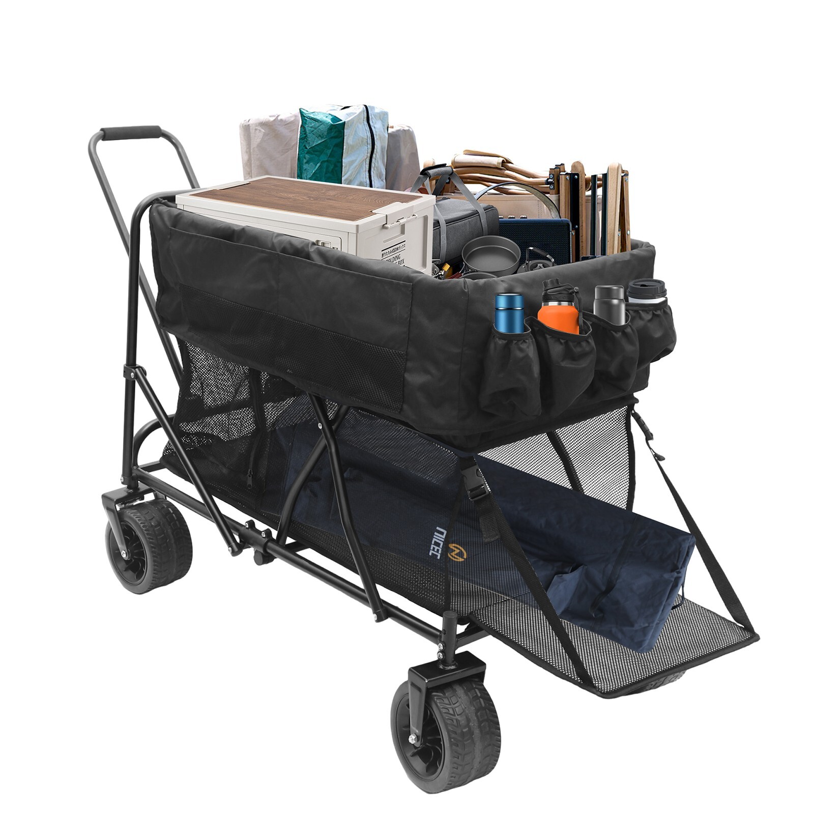 Heavy-Duty Foldable Wagon with Double Decker, All-Terrain Wheels, 450lb Capacity gallery