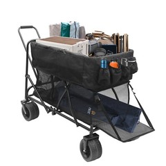 Heavy-Duty Foldable Wagon with Double Decker, All-Terrain Wheels, 450lb Capacity