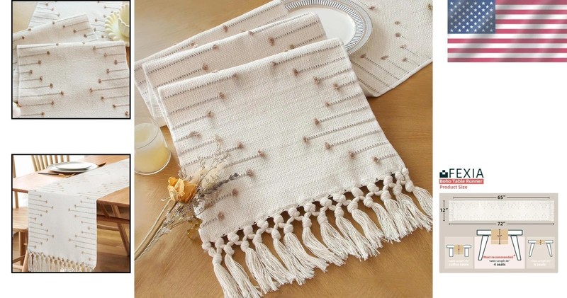 Rustic Boho Macrame Table Runner 12x72 Inches - Perfect for Dining and Events gallery