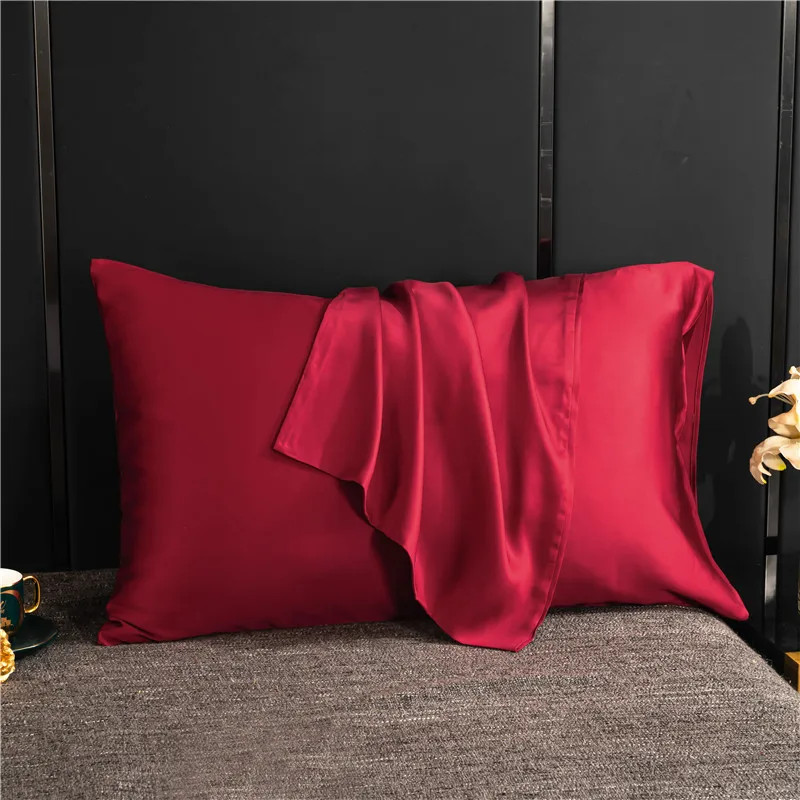 Natural Mulberry Silk Pillowcase Solid Color Envelope Pillow Case Bedding Sleepi gallery