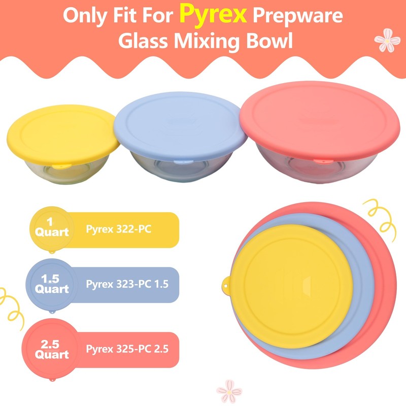 Silicone Replacement Lids Only Fit for Pyrex 322 1 Quart | 323 1.5 Quart | 32... gallery