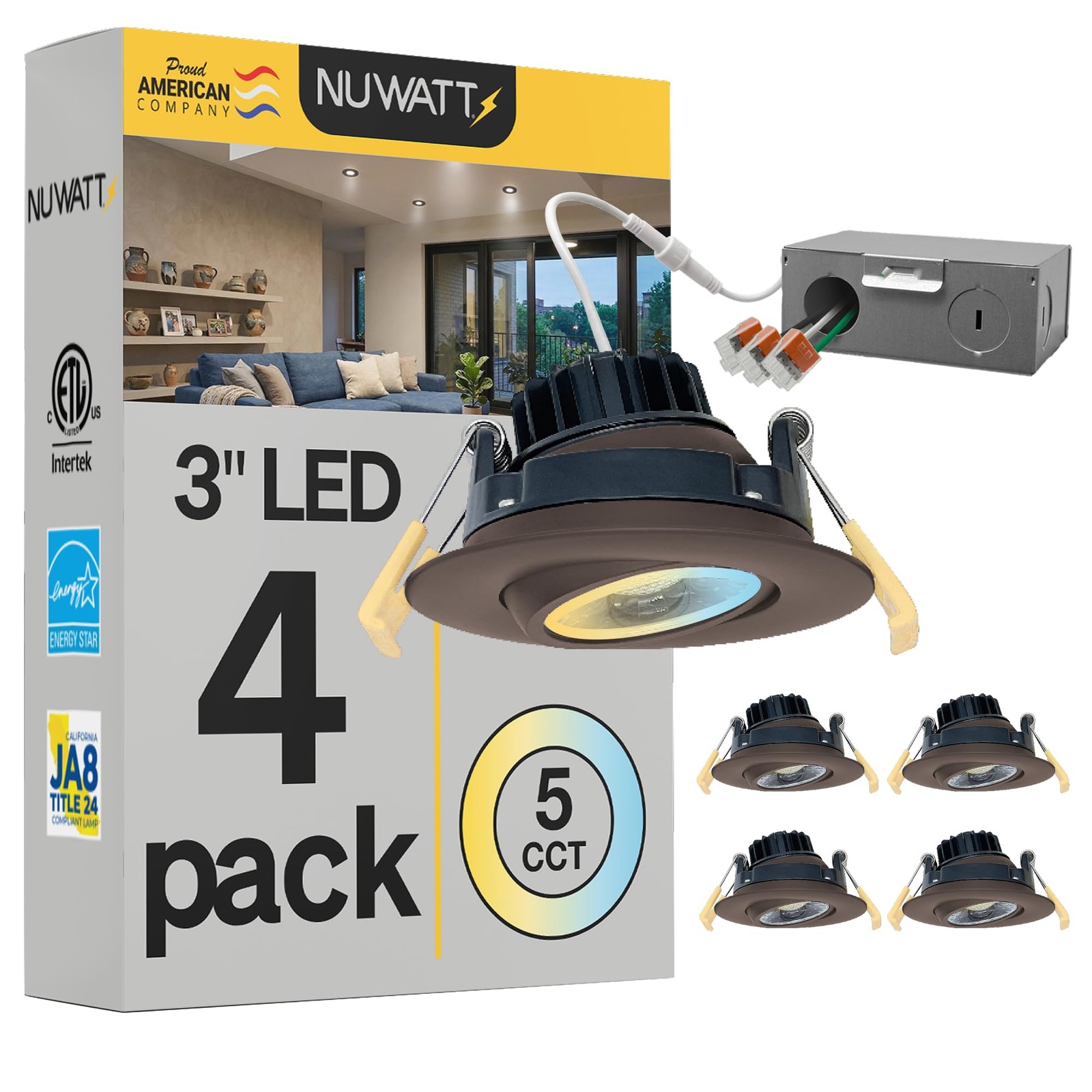 NUWATT 3 Inch LED Gimbal Recessed Downlight, 4 Pack, Canless All-in-1 LED Lig... gallery