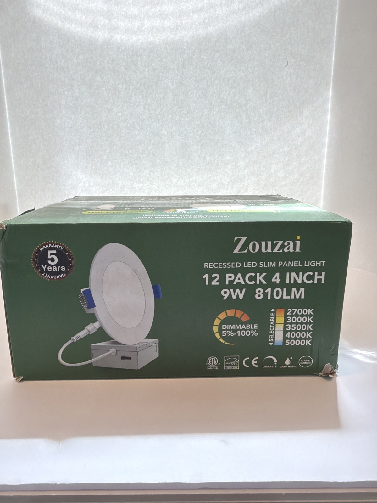 Zouzai 6 Pack Ultra Thin LED Recessed Ceiling Light w/ Junction Box 4" 9W 810LM gallery