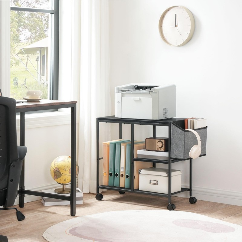 Printer Stand with Storage Bag, 3-Tier Mobile Under Desk Printer Cart with Wh... gallery