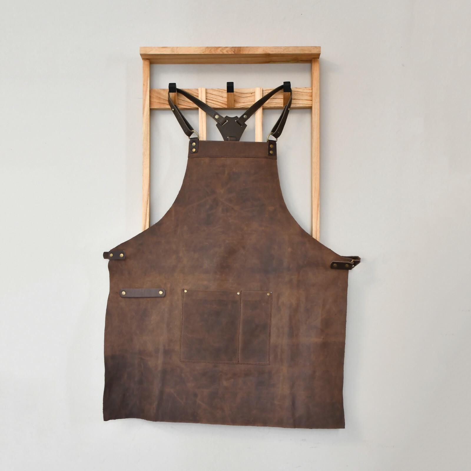 Leather Crossback Apron Handmade Adjustable Vegetable-Tanned Leather Cross Back gallery
