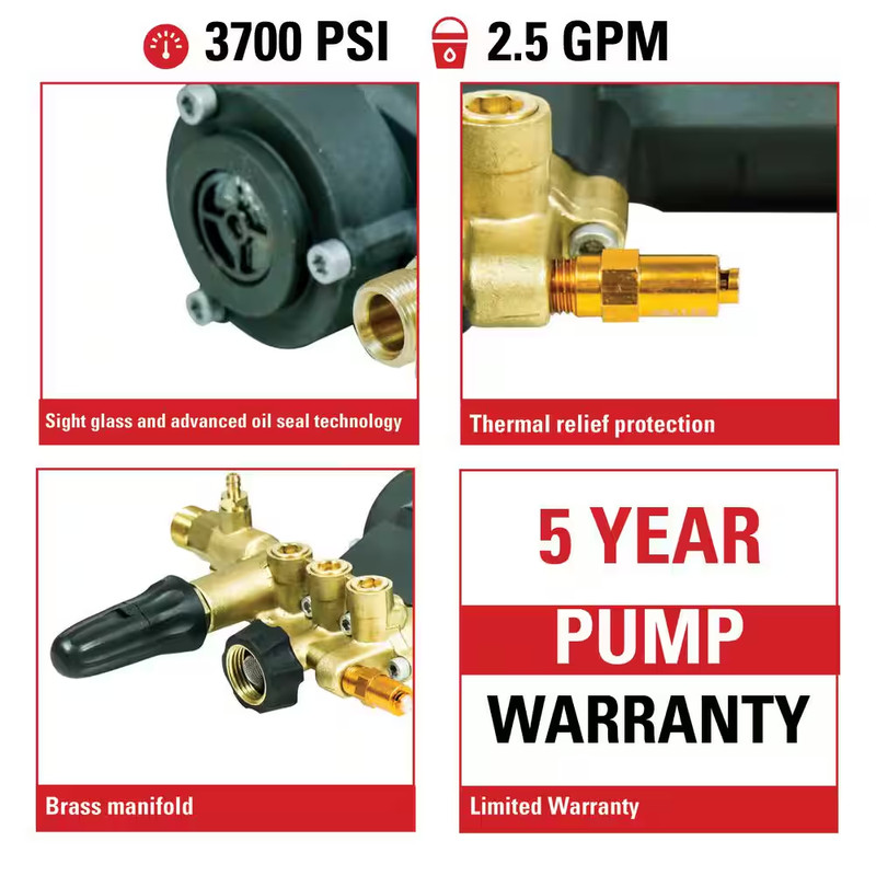 AAA Professional Horizontal Triplex Pump Kit 90037 for 3700 PSI at 2.5 GPM Press gallery