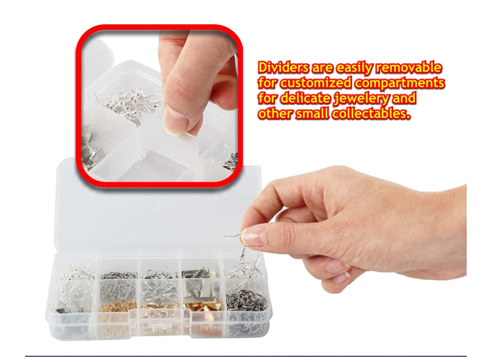 6 pcs - Clear Jewelry Box Bead Storage Craft Container Earrings Organizer gallery