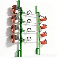 4 Place Weed Eater Rack Lockable Trimmer Rack for Open & Enclosed Trailer Green