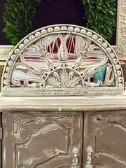 VTG Inspired Whitewashed Halfmoon/Mirrored Decorative Architectural Wall Plaque