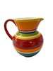 Pier 1 Imports Summer Stripes Pitcher 8" Multicolor Red Orange Yellow Ironstone gallery