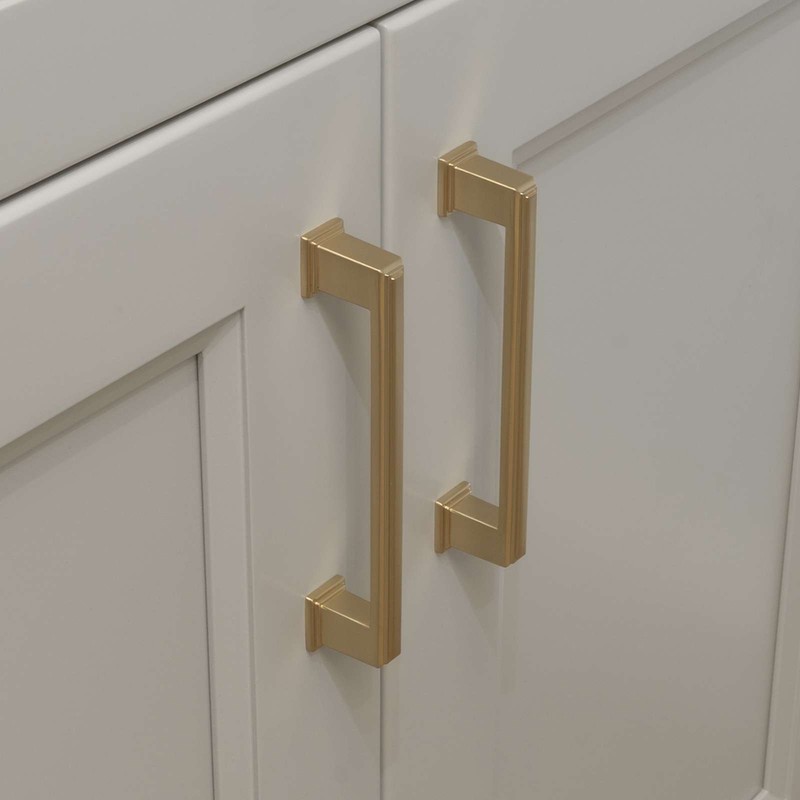 Square Brushed Champagne Gold Solid Cabinet Handles Pulls Kitchen Bathroom gallery