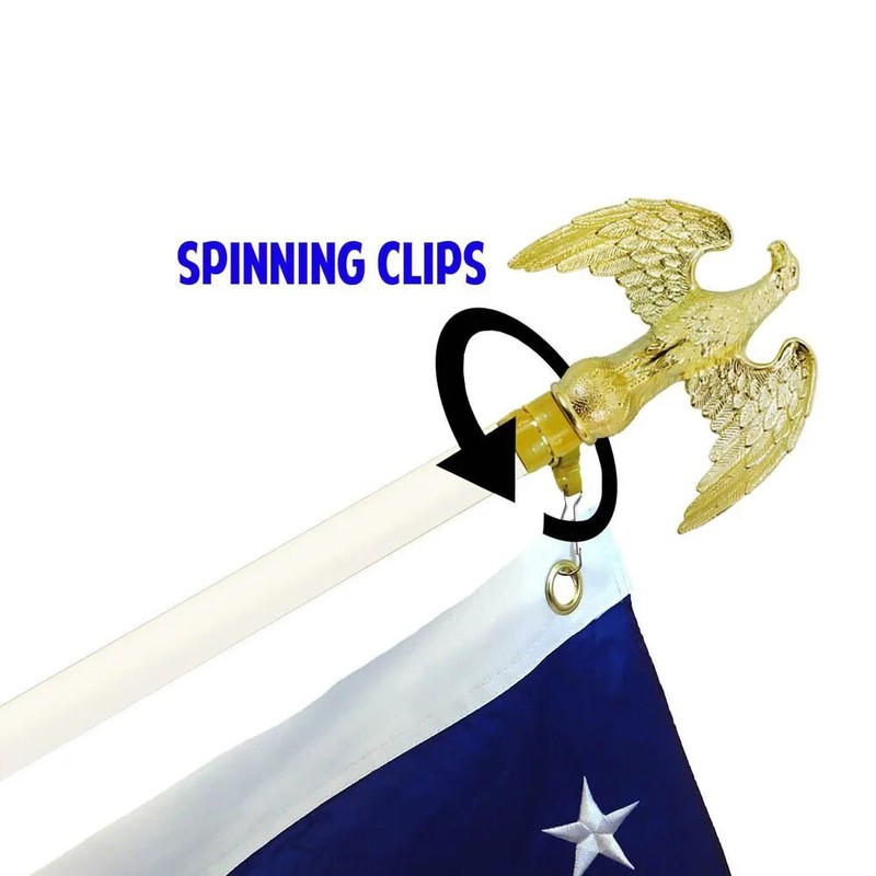 8ft White Aluminum Flag Pole Only (Eagle Top) - Perfect for Office Indoor Use gallery