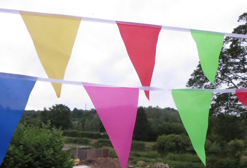 Party bunting bright multi-coloured fabric SALE BARGAIN 5.5m 20 Flags Free Post gallery