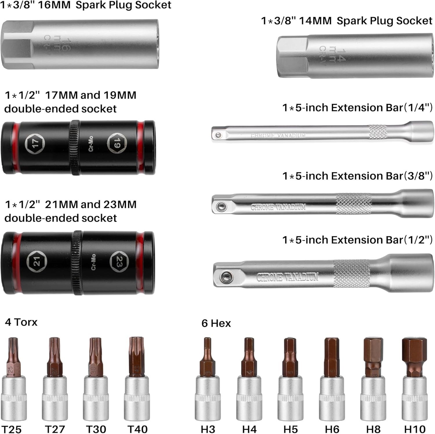 1/4 3/8 1/2-inch Drive Click Torque Wrench, 20Pcs Torque Wrench Set 20-260 gallery