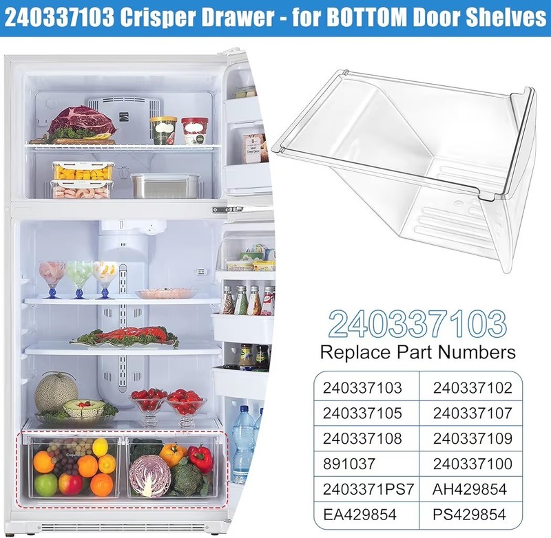 240337103 Refrigerator Crisper Drawer 2-Pack For Frigidaire Kenmore Fridge Bin gallery