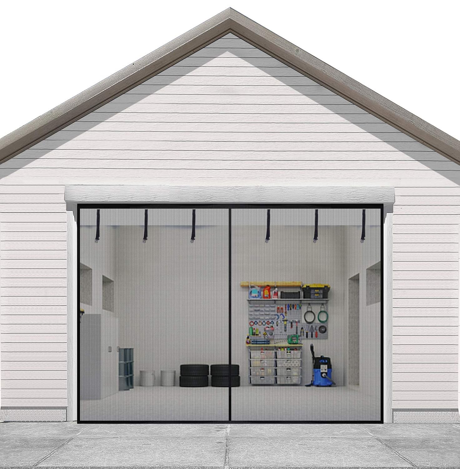 8x7ft Magnetic Garage Door Screen, Polyester Magnetic Screen Door, Garage Door gallery
