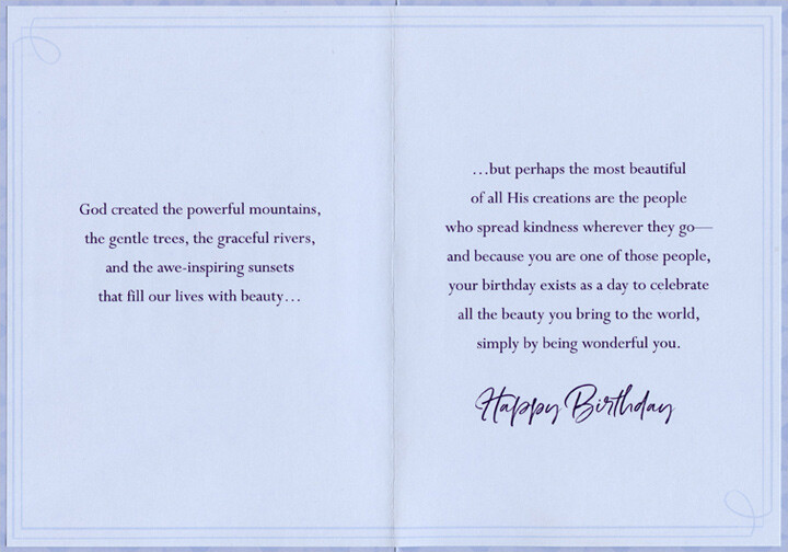 Every Day Sunburst Mountains and Calm Stream Religious Birthday Card gallery