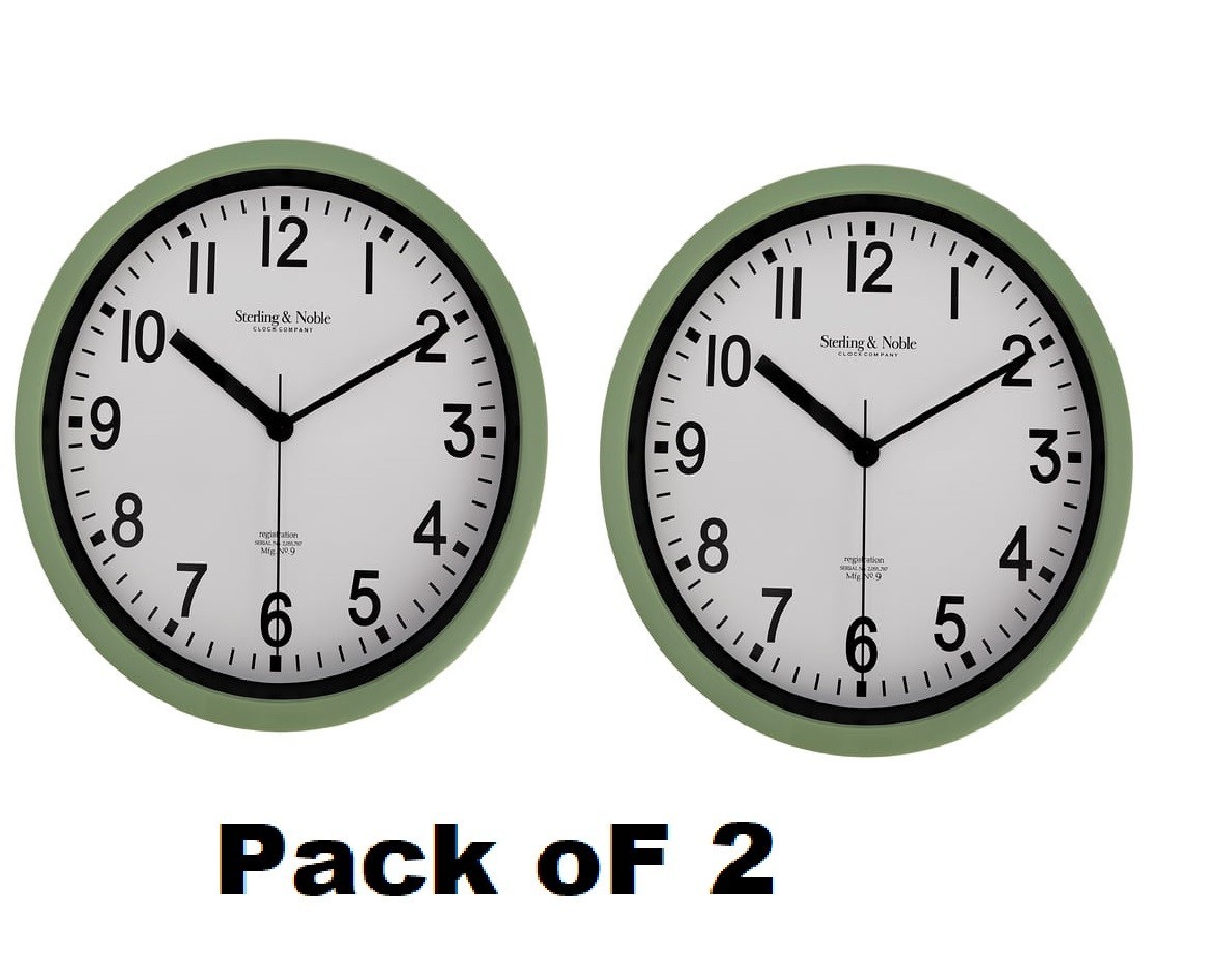 Mainstays Basic Indoor 8.78" Sage Analog Round Modern Wall Clock (2 Pack) gallery