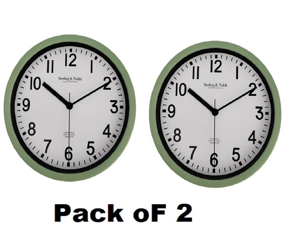 Mainstays Basic Indoor 8.78" Sage Analog Round Modern Wall Clock (2 Pack)