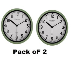 Mainstays Basic Indoor 8.78″ Sage Analog Round Modern Wall Clock (2 Pack)