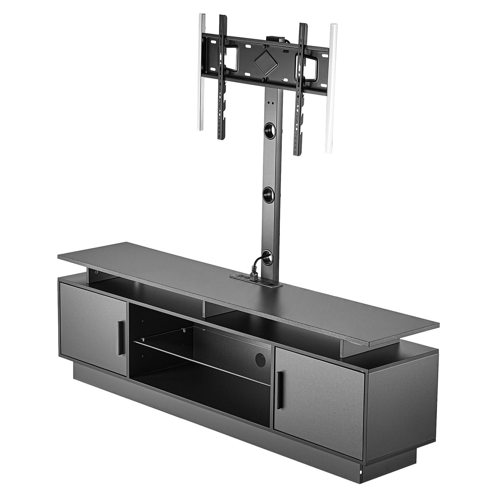 Uimoso TV Stand with Mount & Power Outlet, 59.1 Inch, Fits 32-75 Inch TVs, Black gallery
