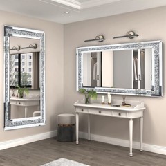 47in Oversized Luxury Decorative Wall Mirror Crushed Diamond Full Length Mirror
