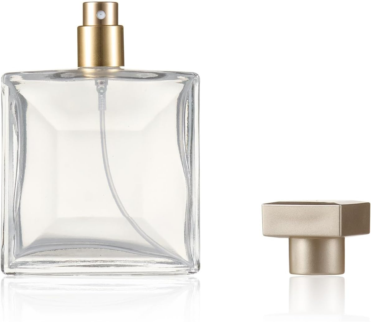 Square Flat 1.7 OZ 50ml Clear Glass Empty Refillable Perfume Atomizer Spray gallery