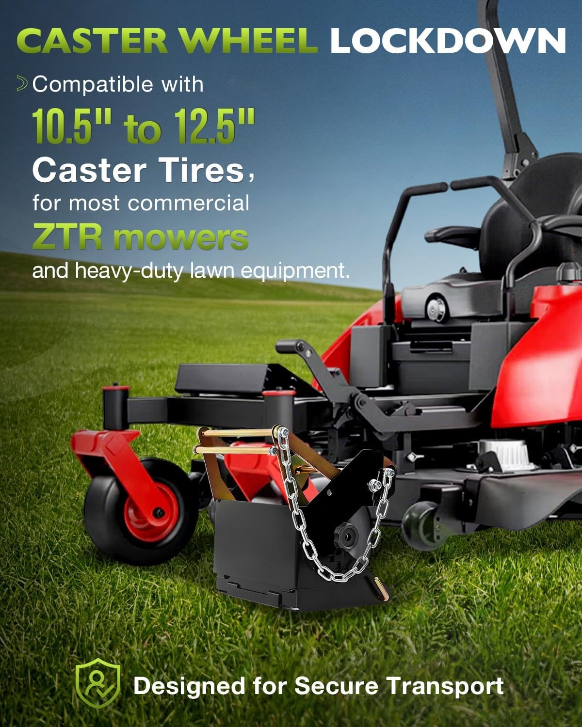 Mower Wheel Power Lock Lockdown Device For Zero-Turn 10.5" - 12.5" Caster Tires gallery