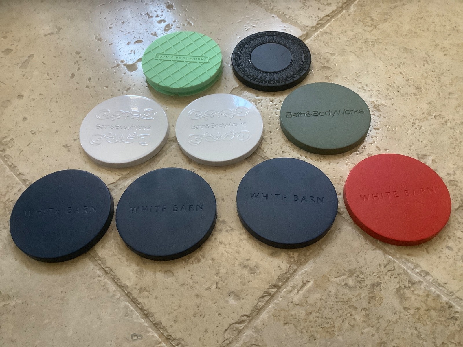 Bath & Body Works/White Barn Candle Lids - Multi Colors (Lids Only - Lot of 9) gallery