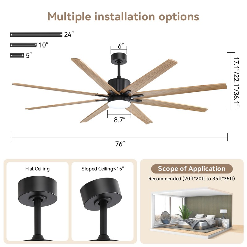 Sofucor 76-Inch Industrial Ceiling Fan Smart with Remote/APP Control 8 Blades 🌈 gallery