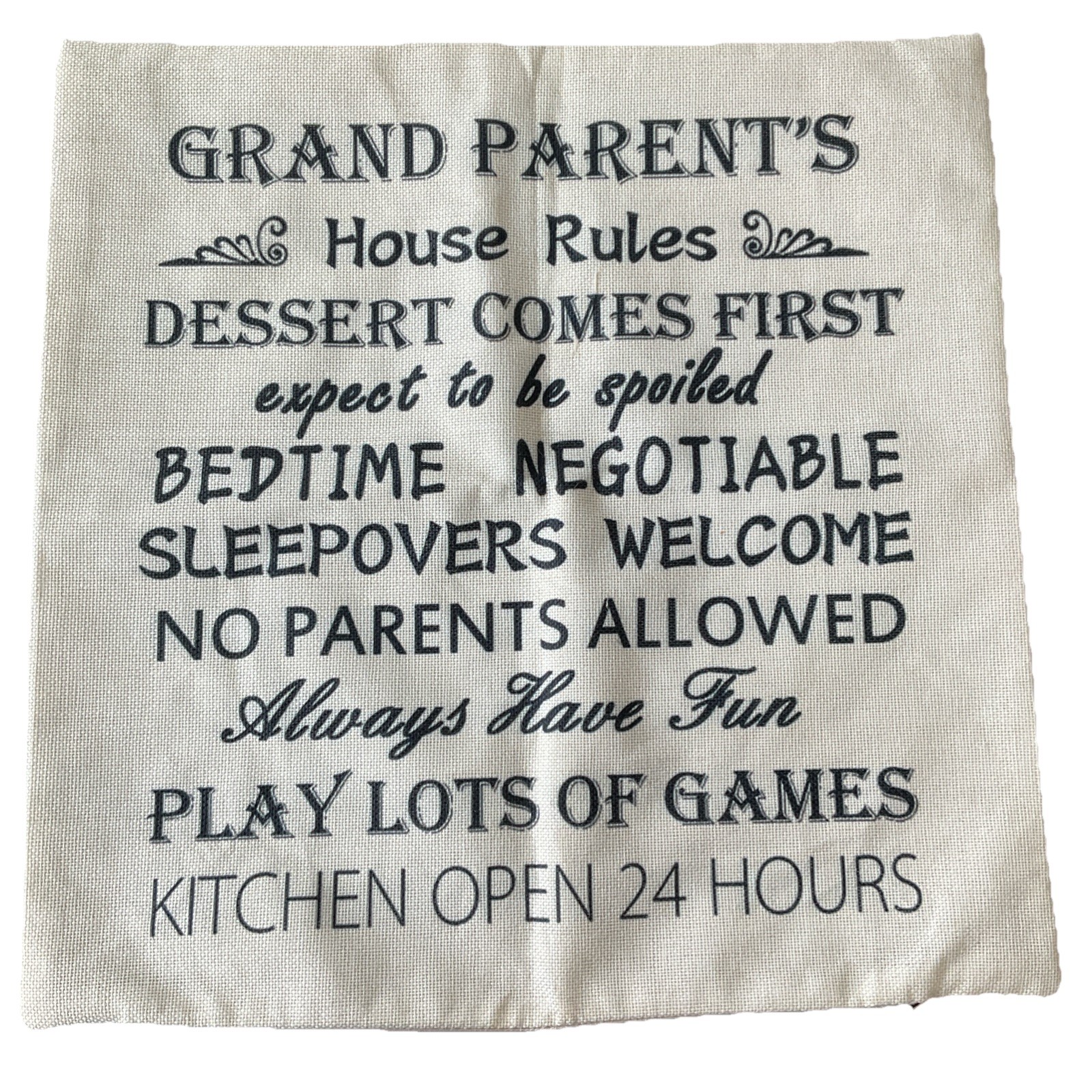 Grandparents House Rules Throw Pillow Cover Square 17.5” Grandma & Grandpa Gift gallery