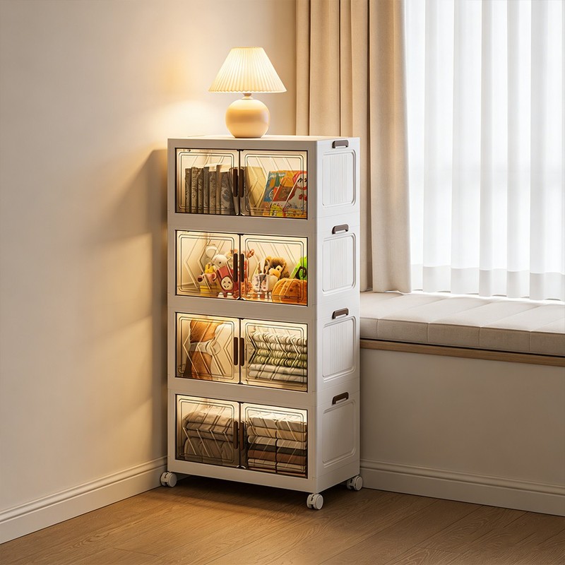 Foldable Storage Bins with Wheels, Stackable Storage Bins with Doors and Lids gallery