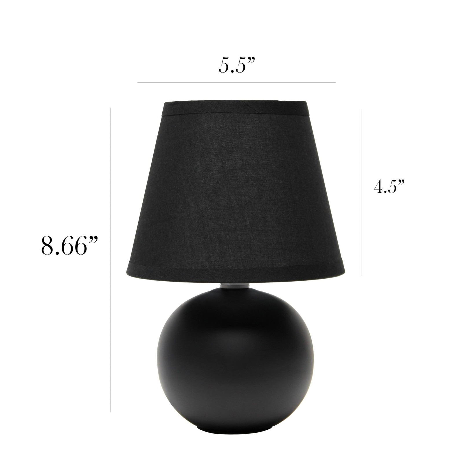 Simple Designs LT1196-BLK 8.66" Chic Little Globe Ceramic Table Lamp with Mat... gallery